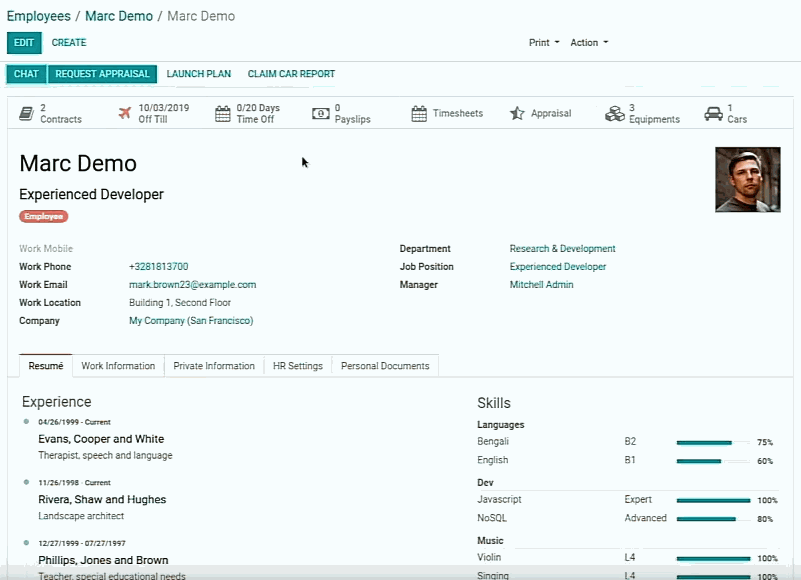 Odoo text and image block