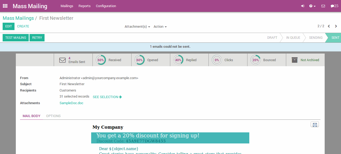 Odoo image and text block